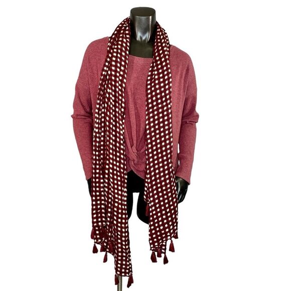The Limited Check Pattern Scarf Wrap Lightweight Tassel Trim Womens Accessory - Picture 4 of 5